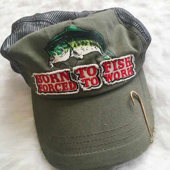 Reel Men Other - Reel Men "Born To Fish Forced To Work"Baseball Cap